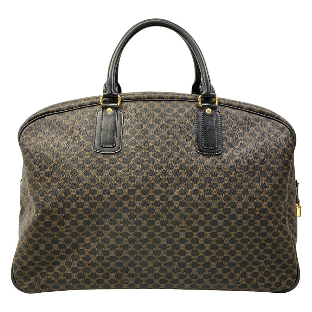 Celine Macadam Boston Bag Black Brown PVC Leather - Picture 3 of 15